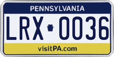 PA license plate LRX0036