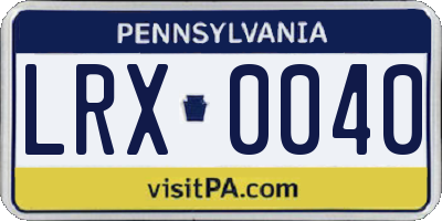 PA license plate LRX0040