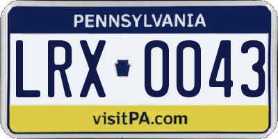 PA license plate LRX0043