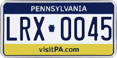 PA license plate LRX0045