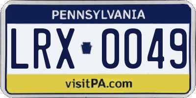 PA license plate LRX0049