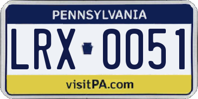 PA license plate LRX0051