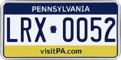 PA license plate LRX0052