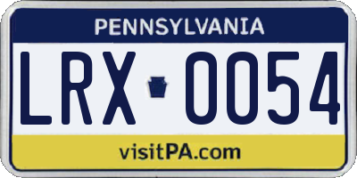 PA license plate LRX0054