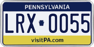 PA license plate LRX0055