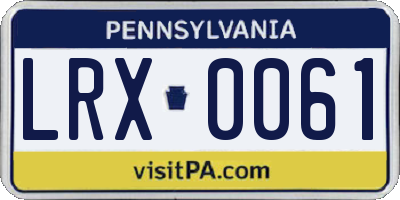 PA license plate LRX0061