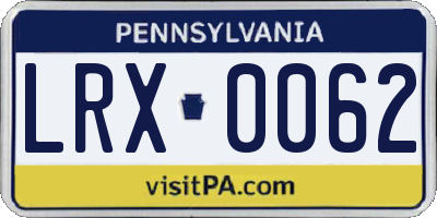 PA license plate LRX0062