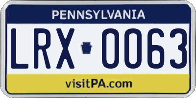 PA license plate LRX0063