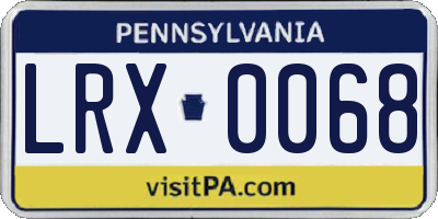 PA license plate LRX0068