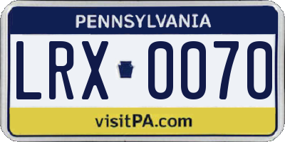PA license plate LRX0070