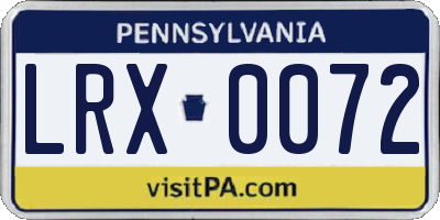 PA license plate LRX0072