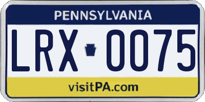 PA license plate LRX0075