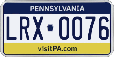 PA license plate LRX0076