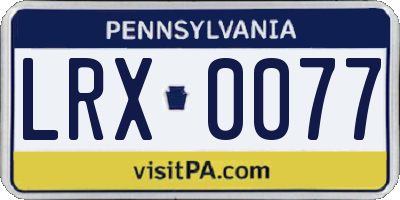 PA license plate LRX0077