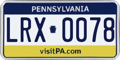 PA license plate LRX0078