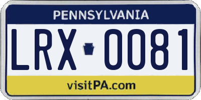 PA license plate LRX0081