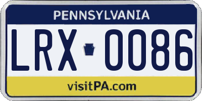 PA license plate LRX0086