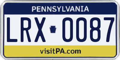 PA license plate LRX0087