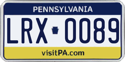 PA license plate LRX0089