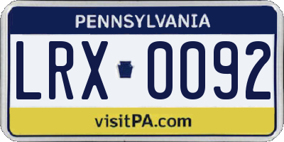 PA license plate LRX0092