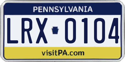 PA license plate LRX0104