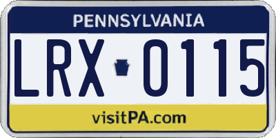 PA license plate LRX0115
