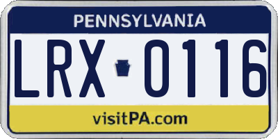 PA license plate LRX0116