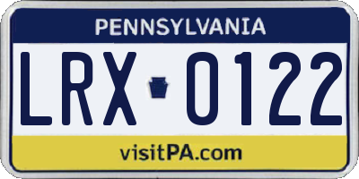 PA license plate LRX0122