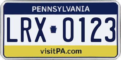 PA license plate LRX0123