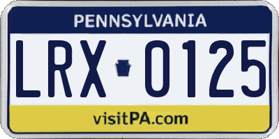 PA license plate LRX0125