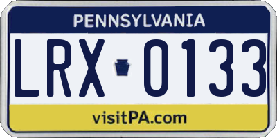 PA license plate LRX0133