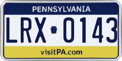PA license plate LRX0143