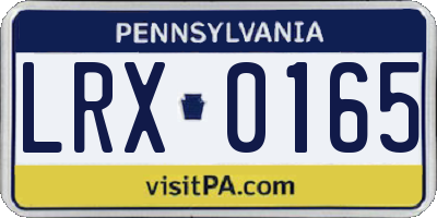 PA license plate LRX0165