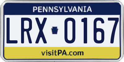 PA license plate LRX0167