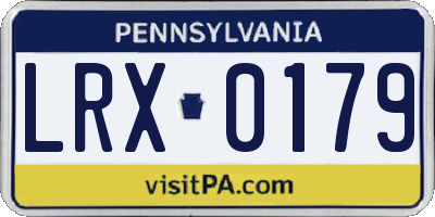 PA license plate LRX0179