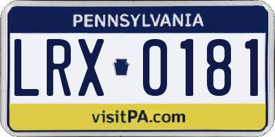PA license plate LRX0181