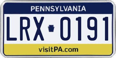 PA license plate LRX0191