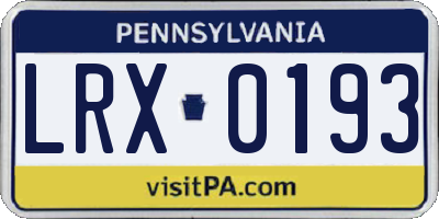 PA license plate LRX0193