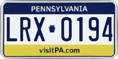 PA license plate LRX0194
