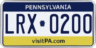 PA license plate LRX0200
