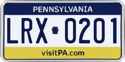 PA license plate LRX0201