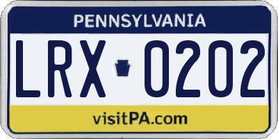 PA license plate LRX0202