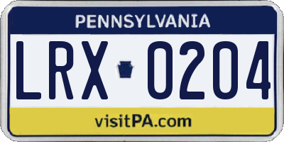 PA license plate LRX0204