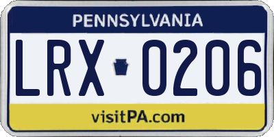 PA license plate LRX0206