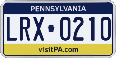 PA license plate LRX0210
