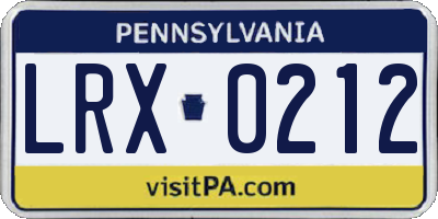 PA license plate LRX0212