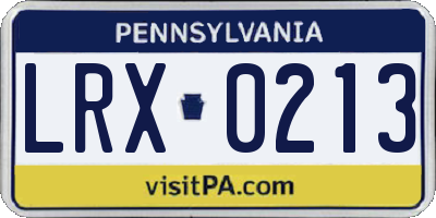 PA license plate LRX0213