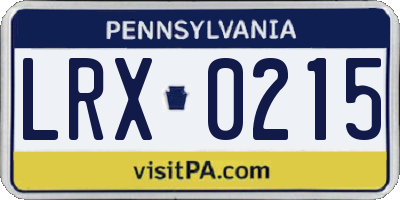 PA license plate LRX0215