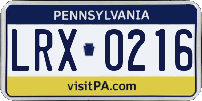 PA license plate LRX0216