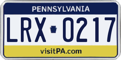 PA license plate LRX0217
